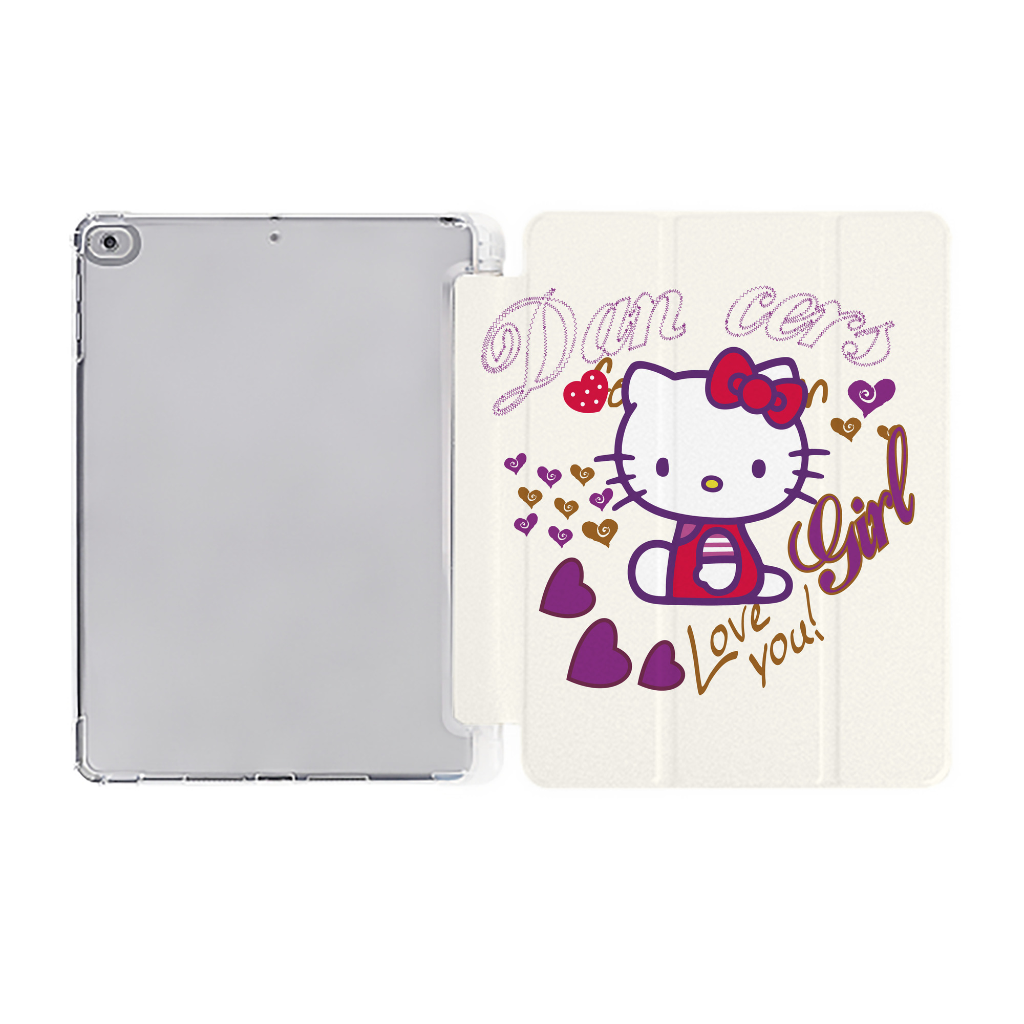 （画像用） Hello Kitty ハローキティ IPad ケース ペン収納付き 三つ折りスタンド PUレザー×シリコン 対応機種9.5/10.5/10.9インチ